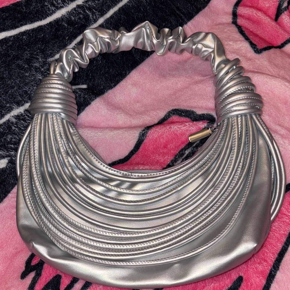 Silver Ruched Handbag